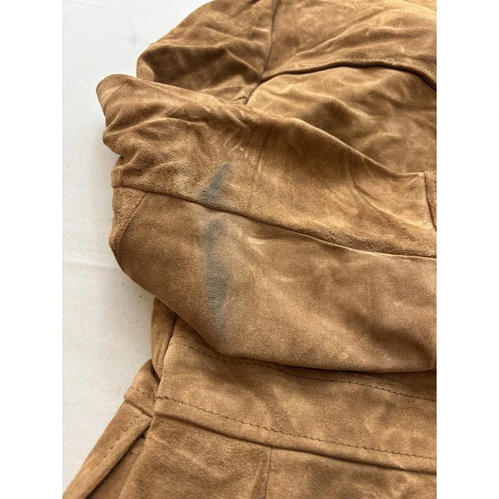 Vintage Pioneer Wear Womens Brown Suede Leather Western Jacket Coat Size 42 USA